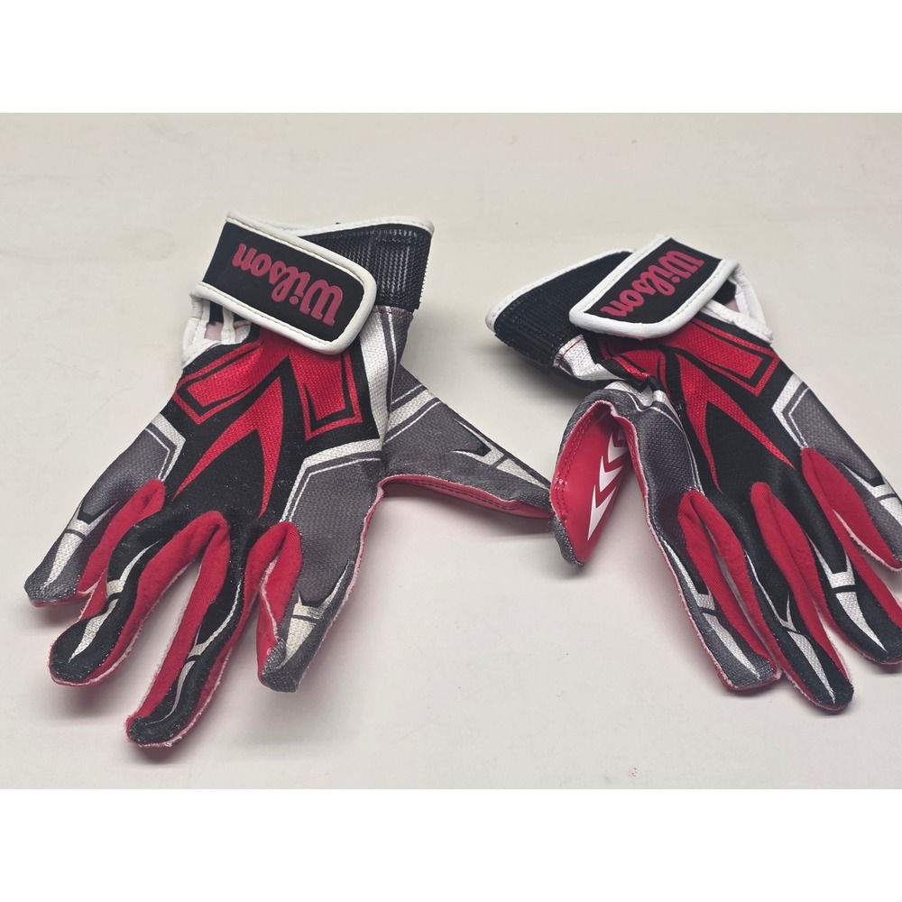 Wilson Super Grip Football Receiver Gloves Red Black White Youth S WTF931900S